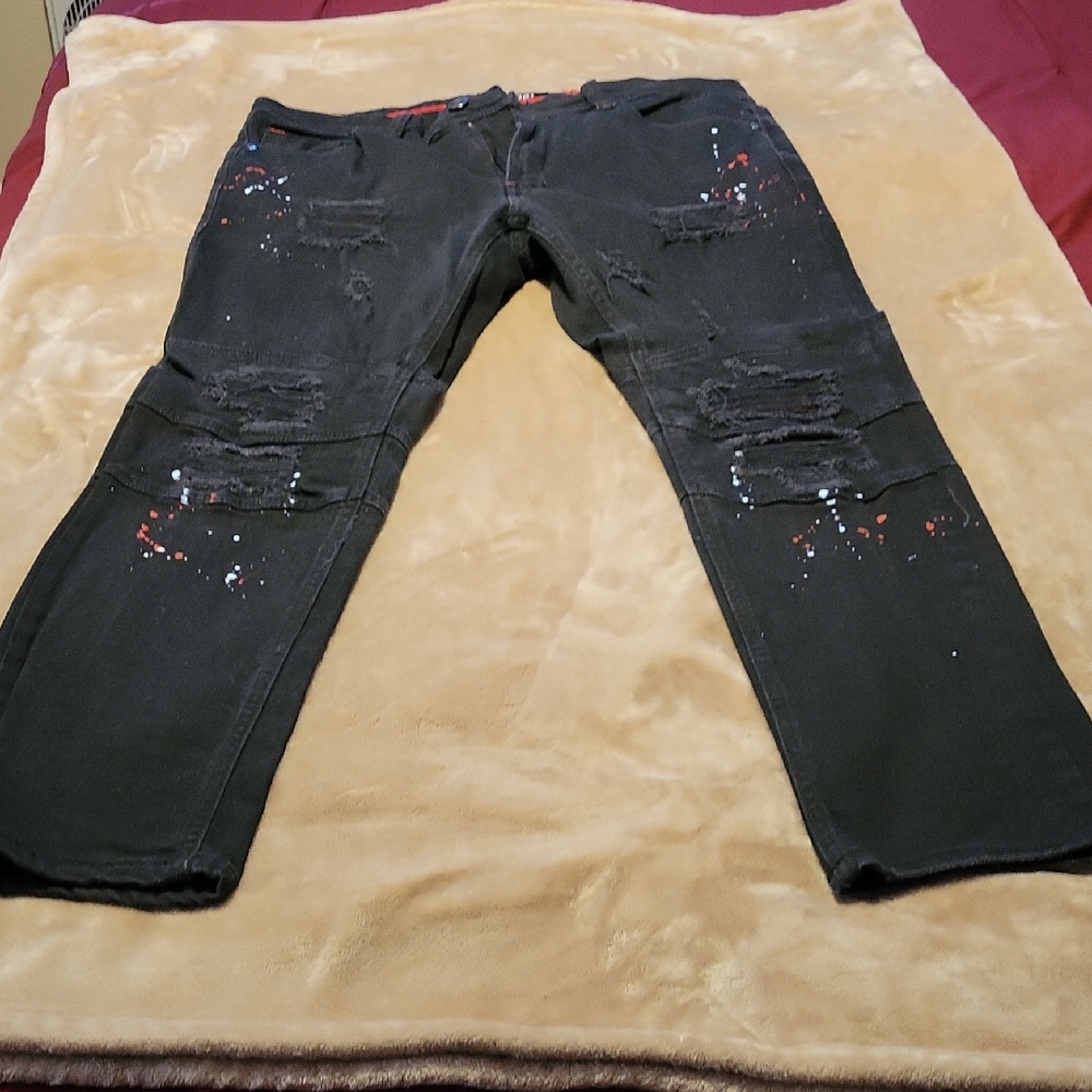 Makobi Black Jeans with Red Accents